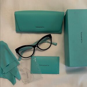 Tiffany & Co. Black Frame Glasses with Tiffany Blue Temples TF2176